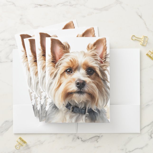 CUTE BIEWER TERRIER PUPPY DOG POCKET FOLDER (In Situ)