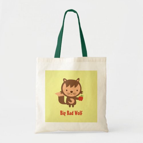 Cute Big Bad Wolf with Apple for Kids Tote Bag