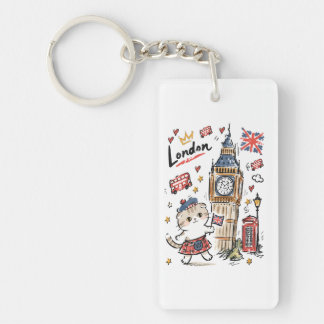 Cute Big Ben London Doodle Art Keychain
