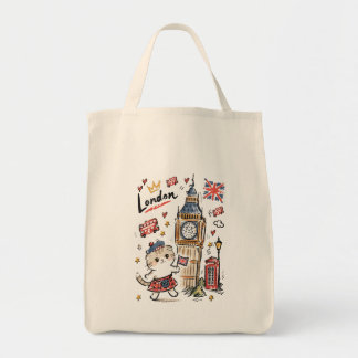 Cute Big Ben London Doodle Art Tote Bag