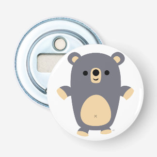 Cute Big Blue Cartoon Bear Button Bottle Opener
