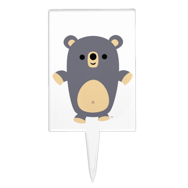 Cute Big Blue Cartoon Bear Cake Pick (Front)