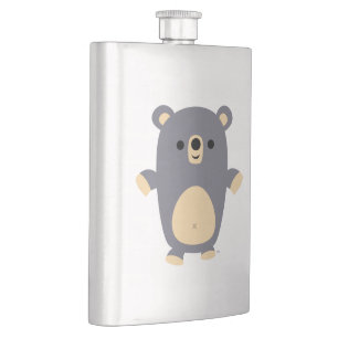 Cute Big Blue Cartoon Bear Classic Flask