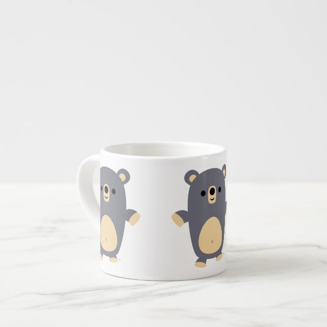 Cute Big Blue Cartoon Bear Espresso Mug (Front Left)