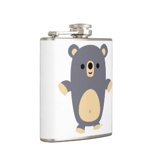 Cute Big Blue Cartoon Bear Hip Flask