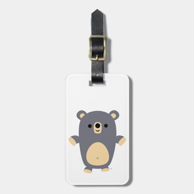 Cute Big Blue Cartoon Bear Luggage Tag (Front Vertical)