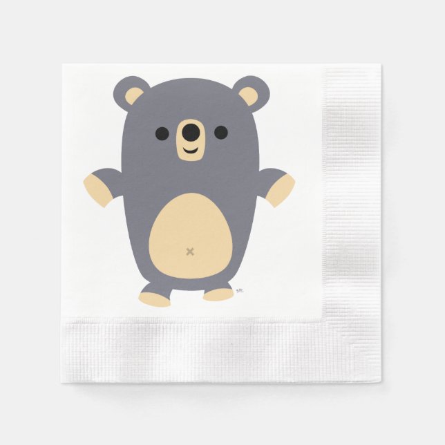 Cute Big Blue Cartoon Bear Paper Napkins (Front)