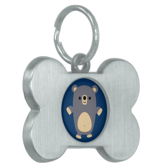 Cute Big Blue Cartoon Bear Pet Tag (Front Left)