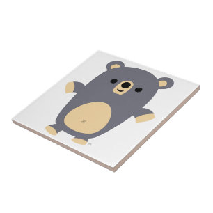 Cute Big Blue Cartoon Bear Tile