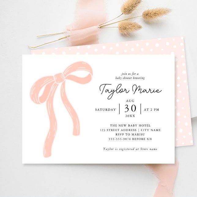Cute Big Bow | Girl Baby Shower Invitation Pink (Creator Uploaded)