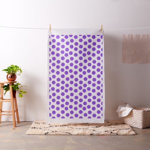 Cute Big Bright Purple Dots on White Fabric