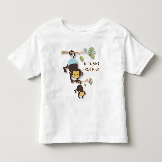 Cute Big Brother Monkey with Lil' Baby Sis Toddler T-shirt (Front)