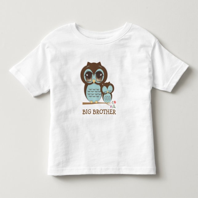 Cute Big Brother Owl with Sleepy Lil' Baby Bro Toddler T-shirt (Front)