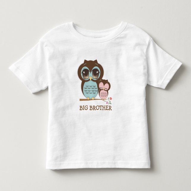 Cute Big Brother Owl with Sleepy Lil' Baby Sis Toddler T-shirt (Front)