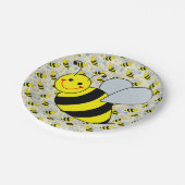 Cute Big Bumble Bee Paper Plates (Angled)