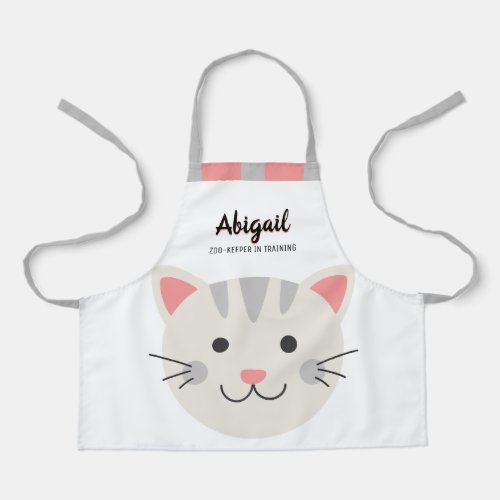 Cute BIG Cartoon Kitten Zoo Keeper in Training Apron