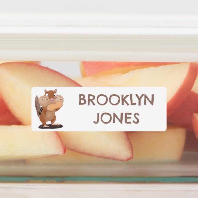Cute big cheeks chipmunk cartoon personalized labels (Affixed)