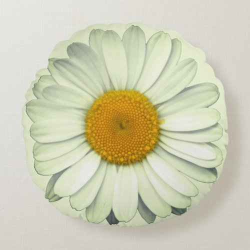 Cute Big Daisy Flower Head  Round Pillow