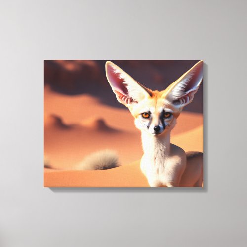 Cute big_eared Fennec Fox in the Desert Canvas Print