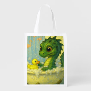 Cute big eye baby sea serpent bubble bath fantasy grocery bag