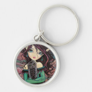 Cute Big-Eye Gothic Fairy and Owl Keychain