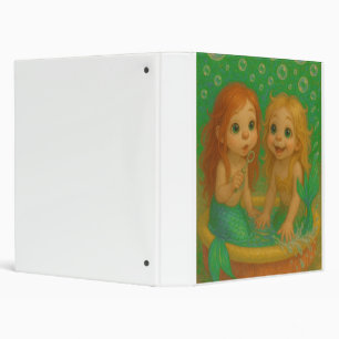 Cute big eye mermaid sisters wading pool fantasy 3 ring binder