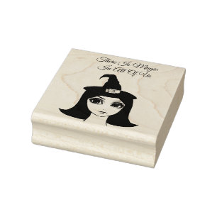 cute big eye witch girl fantasy fairytale art rubber stamp