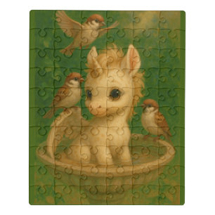 Cute, Big-eyed, baby unisus, pegasus unicorn Jigsaw Puzzle