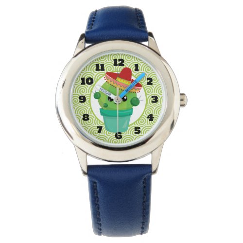 Cute Big_Eyed Cactus in Red Sombrero Watch