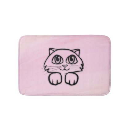 Cute Big Eyed Cat for Girls Bath Bathroom Mat