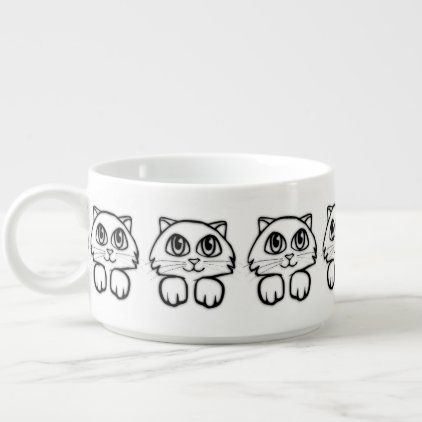 Cute Big Eyed Cat Peeking Bowl