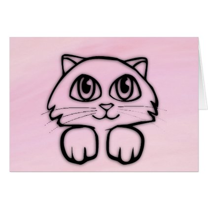 Cute Big Eyed Cat Peeking Pink Card