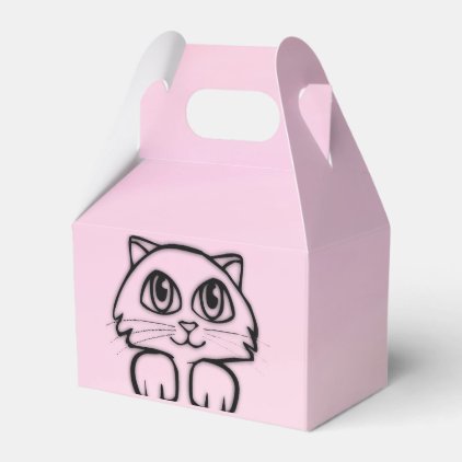 Cute Big Eyed Cat Peeking Pink Favor Box