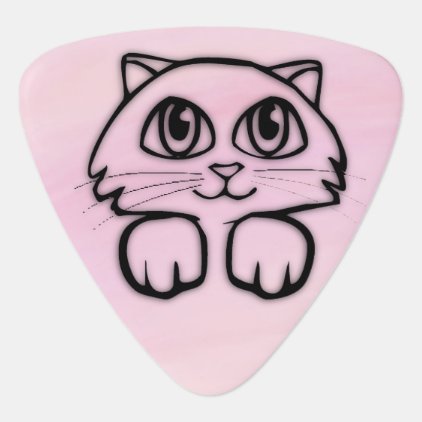 Cute Big Eyed Cat Peeking Pink Guitar Pick