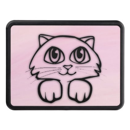 Cute Big Eyed Cat Peeking Pink Hitch Cover