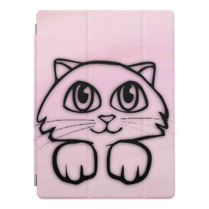 Cute Big Eyed Cat Peeking Pink iPad Pro Cover