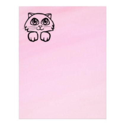 Cute Big Eyed Cat Peeking Pink Letterhead