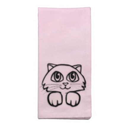 Cute Big Eyed Cat Peeking Pink Napkin