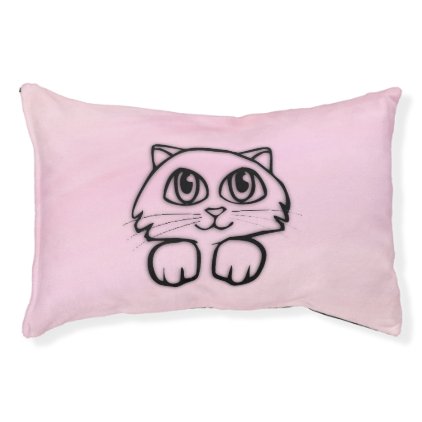 Cute Big Eyed Cat Peeking Pink Pet Bed