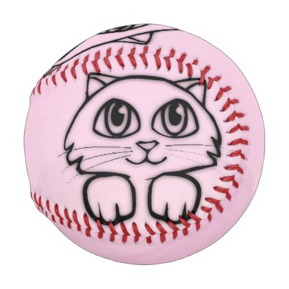 Cute Big Eyed Cat Pink Baseball