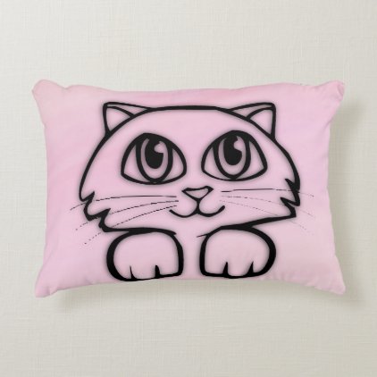 Cute Big Eyed Cat Pink Decorative Pillow