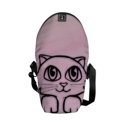 Cute Big Eyed Cat Pink Messenger Bag