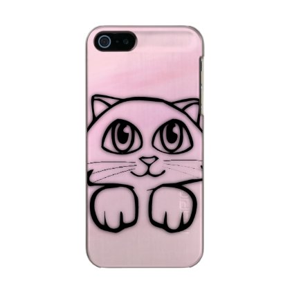 Cute Big Eyed Cat Pink Metallic Phone Case For iPhone SE/5/5s