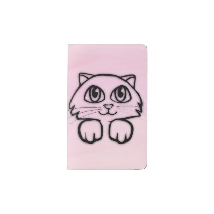 Cute Big Eyed Cat Pink Pocket Moleskine Notebook