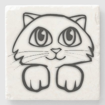 Cute Big Eyed Cat Stone Coaster