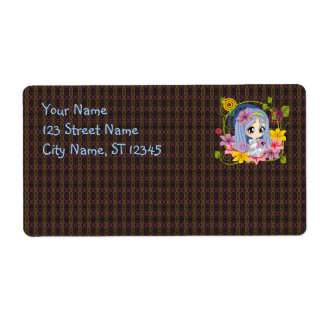 Cute Big Eyed Chibi Dragon Fairy Label