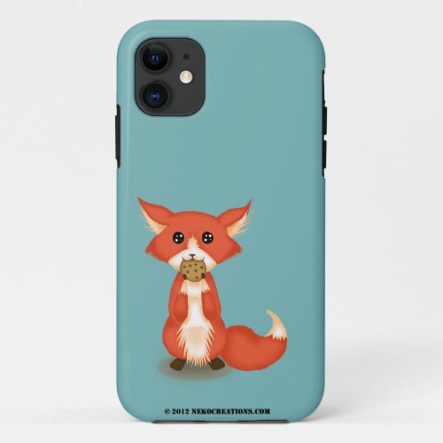 Cute Big Eyed Fox Eating A Cookie iPhone 11 Case