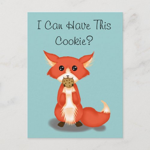 Cute Big Eyed Fox Eating A Cookie Postcard