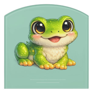 Cute Big-Eyed Frog Kawaii Animal Design Door Sign