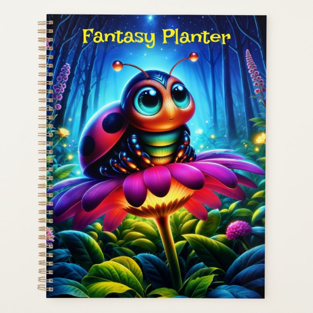 Cute big-eyed Ladybug with a mystical glow Planner (Front)